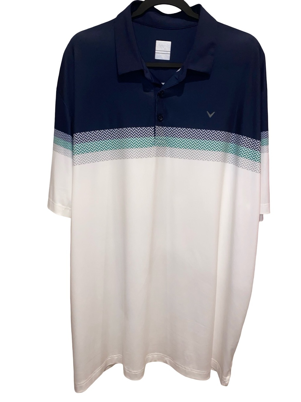 Callaway Opti-Dri Men’s XXL Golf Polo Navy White Green Performance Shirt